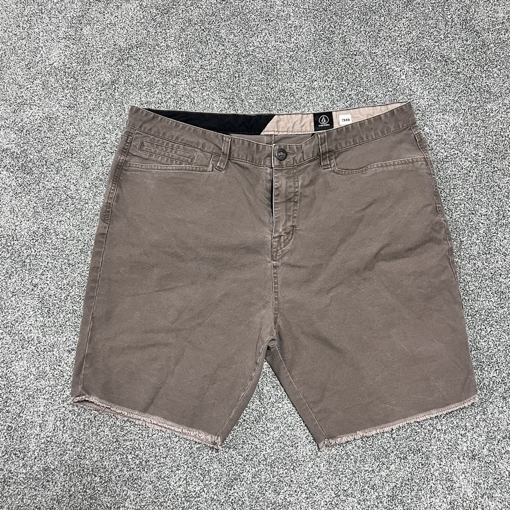 Volcom Frayed Hem Shorts Brown Casual Skate Chino Men’s Size 38